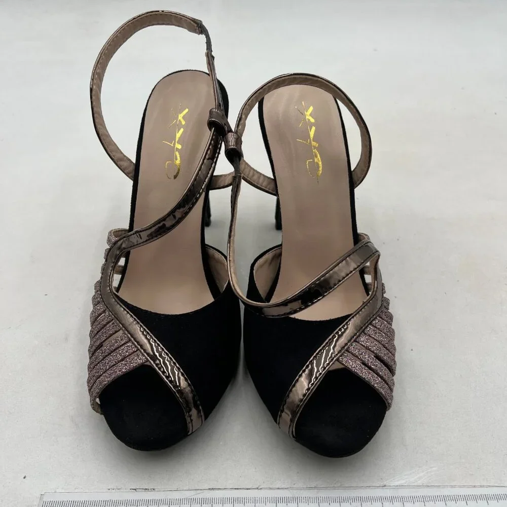 XYD Black Peep Toe Slingback Stiletto High Heel Sandals Caged Cutout Dress Shoes